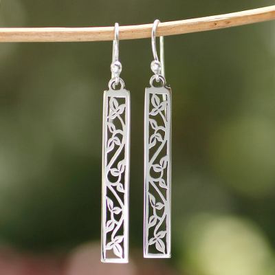 Sterling silver dangle earrings, 'Cascade' - Sterling silver dangle earrings