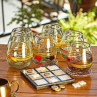 Featured review for Blown glass drinking glasses, Round Ribbon of Sunshine (set of 6)