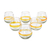 Blown glass drinking glasses, 'Round Ribbon of Sunshine' (set of 6) - Handblown Recycled Glasses with Yellow Accents