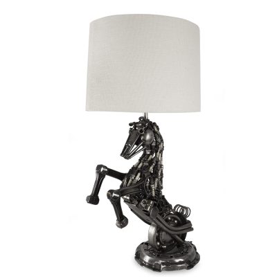Auto parts table lamp, 'Wild Stallion' - Recycled Auto Parts Horse Table Lamp