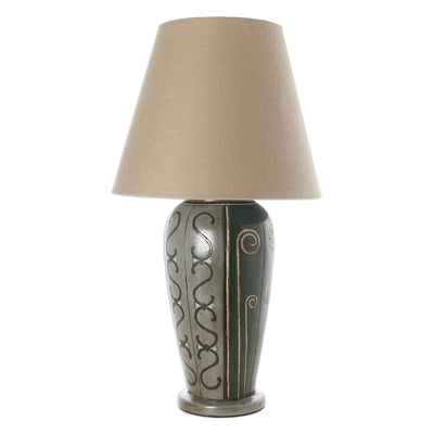 Ceramic Table Lamp with Neutral Jute Lampshade