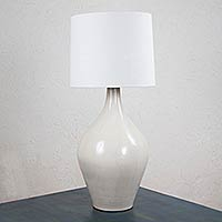 Ceramic table lamp, 'White Surf' - Ceramic table lamp