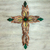 Steel wall art, 'Mission Cross Green' - Handcrafted Religious Steel Christian Cross Wall Sculpture