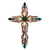 Steel wall art, 'Mission Cross Green' - Handcrafted Religious Steel Christian Cross Wall Sculpture thumbail