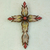 Steel wall cross, 'Mission Cross Red' - Steel Cross Hand Crafted Wall Art from Mexico thumbail