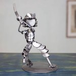 Recycled metal statuette, 'Rustic Samurai II' - Unique Handcrafted Recycled Metal Warrior Sculpture