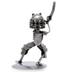 Recycled metal statuette, 'Rustic Samurai II' - Unique Handcrafted Recycled Metal Warrior Sculpture
