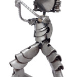 Recycled metal statuette, 'Rustic Samurai II' - Unique Handcrafted Recycled Metal Warrior Sculpture