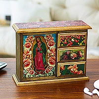 Cofre decoupage, 'Amada Guadalupe' - Cofre decoupage