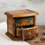 Decoupage jewelry box, 'Celebrating the Day of the Dead' - Unique Decoupage Multicolor Wood Jewelry Box thumbail