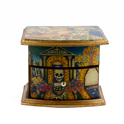 Unique Decoupage Multicolor Wood Jewelry Box