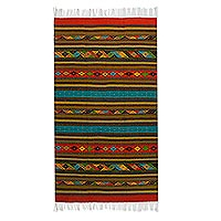 Zapotec wool rug, 'Fiesta in Oaxaca' (4x6.5)