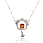 Amber pendant necklace, 'Leo Sun' - Unique Sterling Silver Sunshine Necklace with Amber