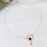 Amber pendant necklace, 'Leo Sun' - Unique Sterling Silver Sunshine Necklace with Amber