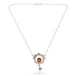 Amber pendant necklace, 'Leo Sun' - Unique Sterling Silver Sunshine Necklace with Amber
