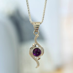 Amethyst pendant necklace, 'Flow' - Amethyst pendant necklace