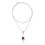 Amethyst pendant necklace, 'Flow' - Amethyst pendant necklace