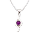 Amethyst pendant necklace, 'Flow' - Amethyst pendant necklace