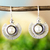 Cultured pearl dangle earrings, 'Teotihuacan Moons' - Artisan Crafted Earrings with Pearls and Sterling Silver thumbail