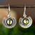 Peridot dangle earrings, 'Teotihuacan Suns' - Artisan Crafted Earrings with Peridot and Sterling Silver thumbail