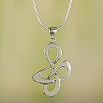 Fair Trade Sterling Silver Modern Necklace, 'Freedom Song'