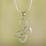 Sterling silver pendant necklace, 'Freedom Song' - Fair Trade Sterling Silver Modern Necklace