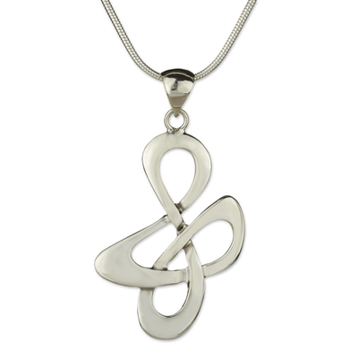 Sterling silver pendant necklace, 'Freedom Song' - Fair Trade Sterling Silver Modern Necklace