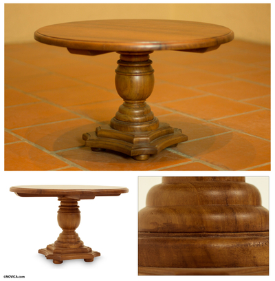 Parota wood accent table, 'Colonial Home' - Artisan Crafted Hardwood Accent Table
