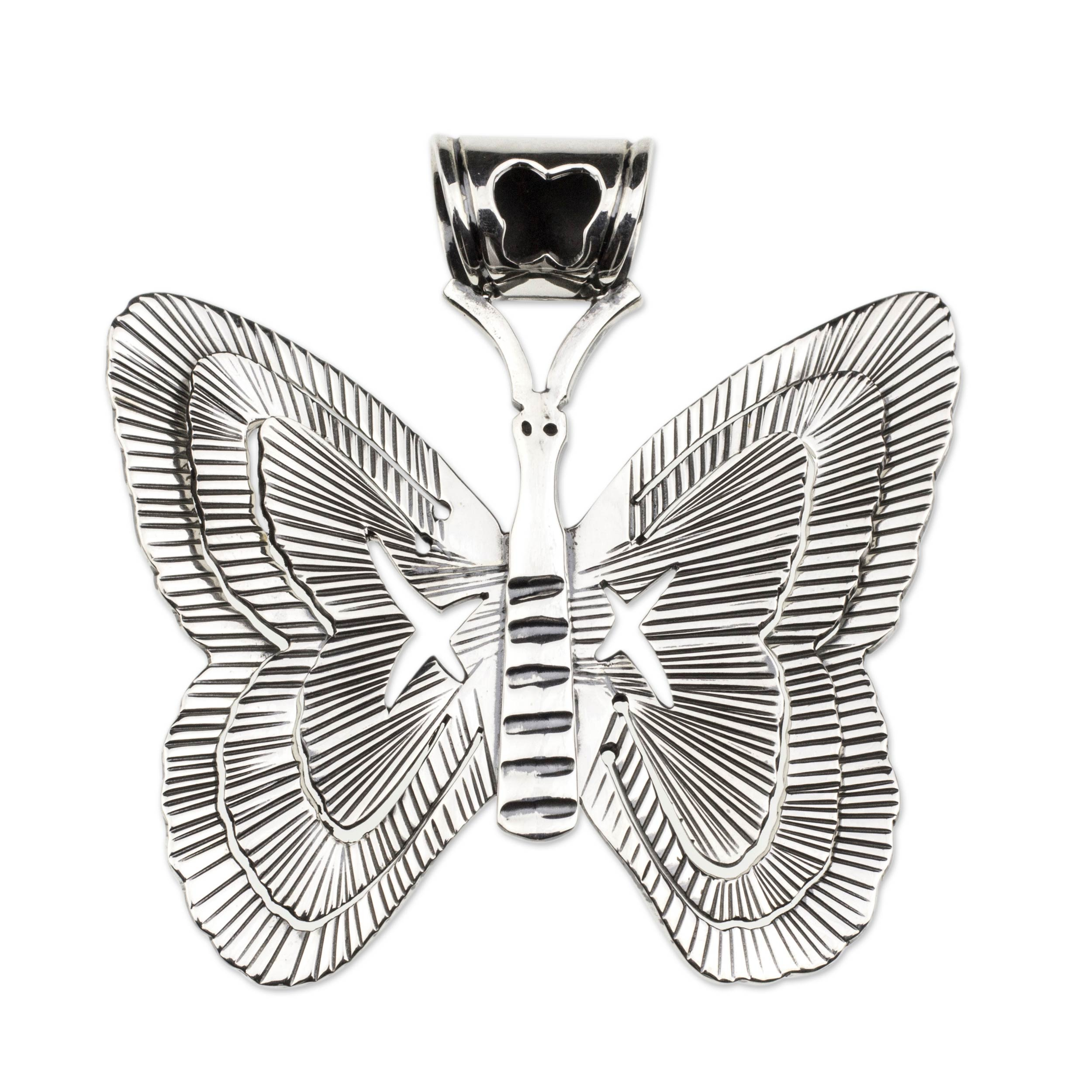 Artisan Crafted Taxco Sterling Silver Butterfly Pendant - Mariposa | NOVICA