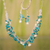 Cultured pearl jewellery set, 'Cancun Muse' - Sterling Silver jewellery Set with Pearls and Blue Gems