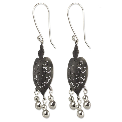 Sterling silver heart earrings, 'Depth of Heart' - Artisan Crafted Earrings Taxco Sterling Silver Jewellery