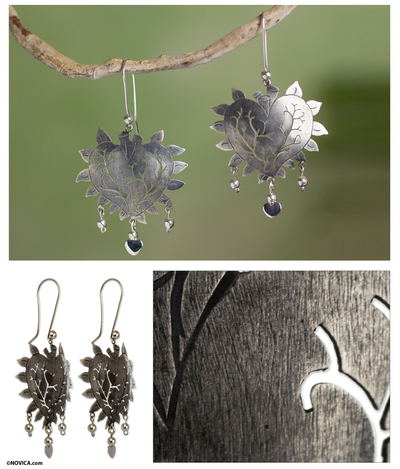 Sterling silver heart earrings, 'Beating Hearts' - Taxco jewellery Hand Made Sterling Silver Earrings