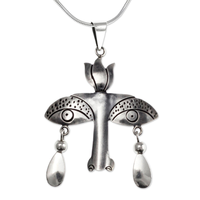 Halskette mit Anhänger aus Sterlingsilber - Kunsthandwerklich gefertigte Halskette aus Taxco-Sterlingsilber