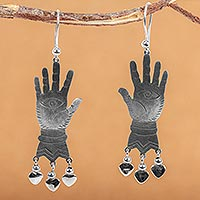 Featured review for Sterling silver chandelier earrings, All-Seeing Eyes