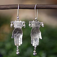 Sterling silver dangle earrings, 'Vintage Juggler' - Taxco jewellery Hand Made Sterling Silver Earrings
