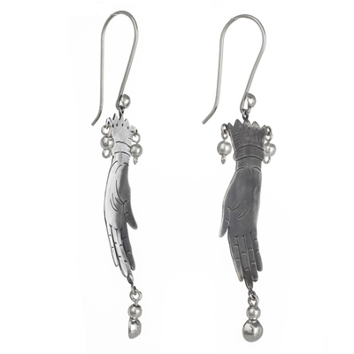 Sterling silver dangle earrings, 'Vintage Juggler' - Taxco Jewelry Hand Made Sterling Silver Earrings