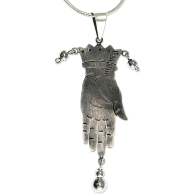 Sterling silver pendant necklace, 'Vintage Juggler' - Taxco Jewelry Hand Made Sterling Silver Necklace