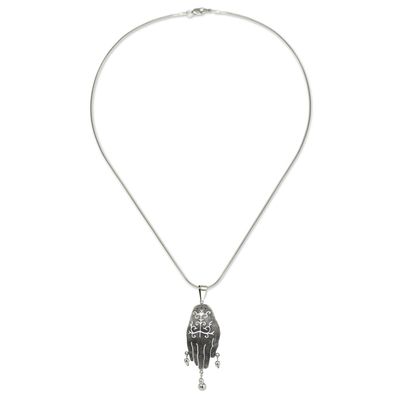Halskette mit Anhänger aus Sterlingsilber - Kunsthandwerklich gefertigte Halskette aus Taxco-Sterlingsilber