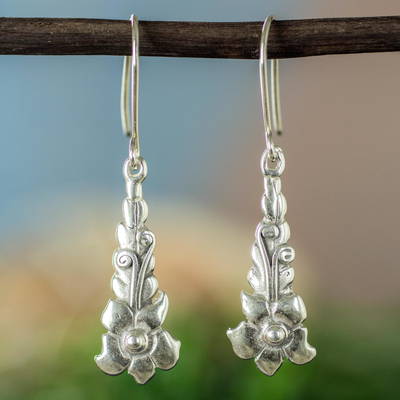 Sterling silver dangle earrings, Traditional Blossom