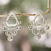 Sterling silver dangle earrings, 'Quiet Currents' - Silver Earrings Handcrafted in Mexico