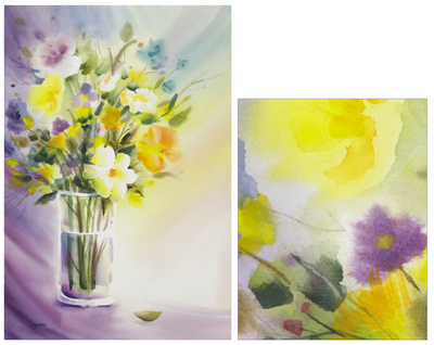 'Vase' - Original Watercolor Floral Bouquet Painting