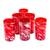 Blown glass tumblers, 'Festive Red' (set of 6) - Set of 6 Red Artisan Crafted Hand Blown Glasses
