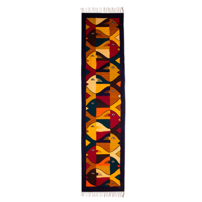 Modern Zapotec Wool Rug 2 X 6 Ft Handmade in Mexico