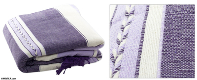 Zapotec cotton bedspread, 'Lavender Warmth' (twin) - Hand-woven Cotton Zapotec Bedspread (Twin)