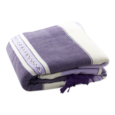 Tagesdecke aus zapotekischer Baumwolle, 'Lavendel-Wärme' (Zwilling) - Handgewebte Tagesdecke aus Baumwolle Zapotec (Twin)