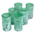 Handblown drinking glasses, 'Festive Green' (set of 6) - Set of 6 Handblown Green and White Drinking Glasses