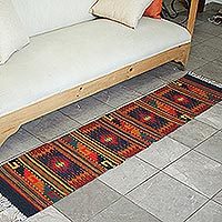 Kiva Store  Handwoven Zapotec Wool Rug in Colorful Stripes (2.5x4