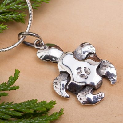 Sterling silver pendant necklace, 'Turtle Puzzle' - Sterling Silver Turtle Necklace