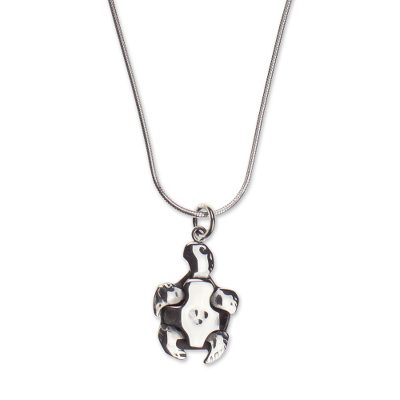 Sterling silver pendant necklace, 'Turtle Puzzle' - Sterling Silver Turtle Necklace