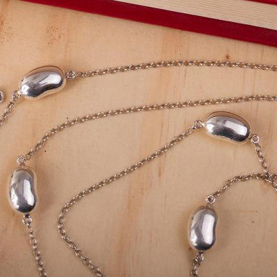 Sterling silver station necklace, 'Seed of Life' - Modern Mexican Sterling Silver Necklace